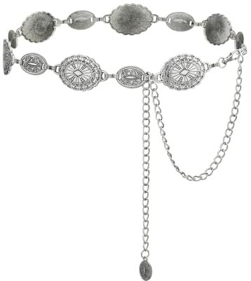 MUYAPAY Damen Kettengürtel, Metall Taillenkette, Mode Chain Belt, Verstellbare Kettengürtel Silber, Bauchkette Körperformung, Böhmen Taillenkette Damen, für Kleid, Anzug, Jeans（Silber）