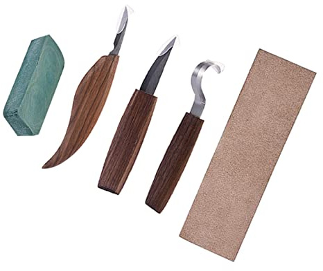 PHENOFICE Kit Di 5 Pezzi Per Incisione Legno Manico in Legno Bulino Strumenti Per Intaglio Manuale Acciaio Inossidabile Per Principianti Modelli Intaglio