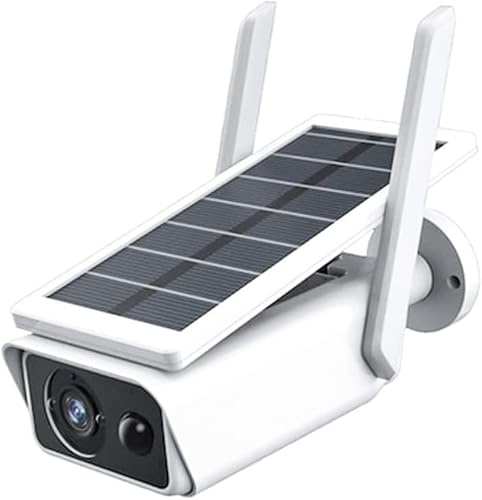 AntDau71® - Caméra Wifi HD 1080p 2mpx caméra sans fil rechargeable avec panneau solaire vision nocturne contrôle depuis l'application ICSEE smartphone IP66 détecteur de mouvement pour l'intérieur -