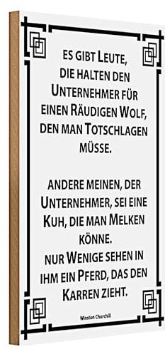 Winston Churchill Zitat Holzschild | Dekoratives Vintage Metallschild für Büro und Heim | Inspirierendes Unternehmer-Zitat | 20 cm x 30 cm