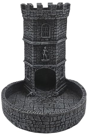 TTETTZ Würfelturm für Brettspiele, Dice Tower, Tischzubehör mit Würfeltablett Und Schloss, 11x9.5x12 cm, für Brettspiele und RPG, Kompakt & Langlebig, Schwarzgrau