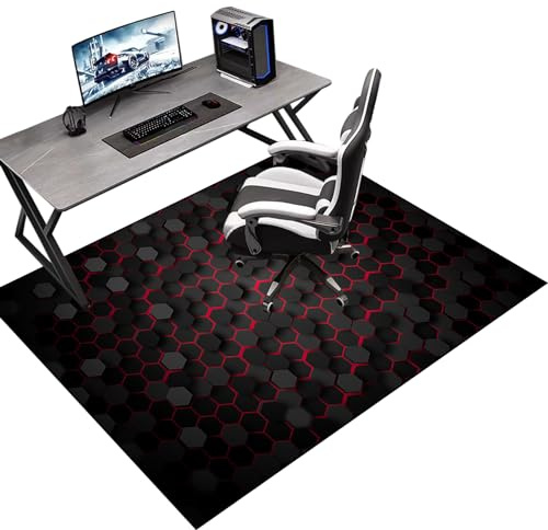 Tkuhknag Gaming Teppich Stuhlunterlage Bürostuhl Unterlage Bodenschutzmatte für Teppich Bürostuhl Matte schreibtischstuhl unterlage Bodenmatte unter Bürostuhl und Schreibtisch 160 x 180 cm