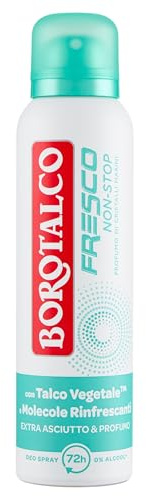 Borotalco, Deodorante Spray Fresco No stop - Cristalli marini, con Talco Vegetale e Molecole Rinfrescanti, Formula fresca con Micorcapsule rinfrescanti, 72h di Efficacia, 150 ml