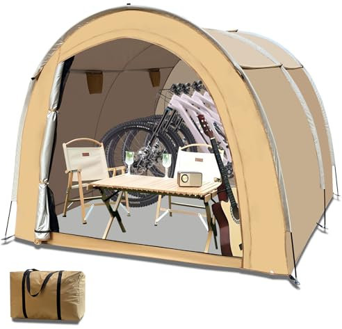 Abri de rangement pour vélo, abri de rangement portable extérieur pour vélo avec tissu Oxford 210D imperméable pour 6 à 8 vélos, housse de vélo pour moto, outils de jardin, jouets, tondeuse à gazon