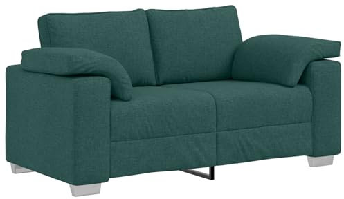 vidaXL Zweisitzer-Sofa Dunkelgrün 160 cm Stoff, Wohnzimmer Sofa, modernes rechteckiges Design, atmungsaktiver Stoff, Bequeme Polsterung, breite Armlehnen