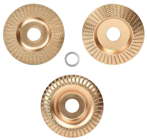 Frässcheibe für Winkelschleifer Holz -100&75 mm Holzschnitzscheibe-115/125mm Winkelschleifer Mit 7/8 Zoll(22 mm) Holz Schleifscheibe Schleifscheiben zum Formen, SchleifenundSchneiden (3PCS-Gold)