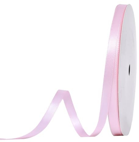 91 m Satinband Rosa, 6 mm Doppelseitig Schleifenband Geschenkband Dekoband Seidenband Doppelsatinband Satin Ribbon für Hochzeit Geburtstag Party Dekoration, Geschenkverpackung, Basteln