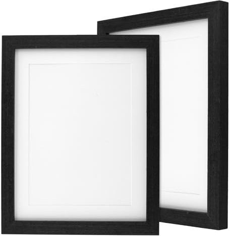 SENJEOK 2 portarretratos para 25 x 20 cm, marco de fotos de madera negra con acrílico, 25 x 20 cm para certificados de póster, mesa o pared
