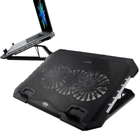 Stand per dispositivo di raffreddamento per laptop - base di raffreddamento RGB, ventole silenziose duals, piattaforme di laptop ergonomici | PAD MIGLIORATO DI DISPIPAZIONE DEL CALORE, PORTE DI ESPANS