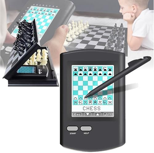 Smart Chess Board, Handheld Electronic Chess Board with Folding Physical Board 7 in 1 Touch Chess Computer Game Chess Set for Adults, Kids, And Beginners Learn and Travel