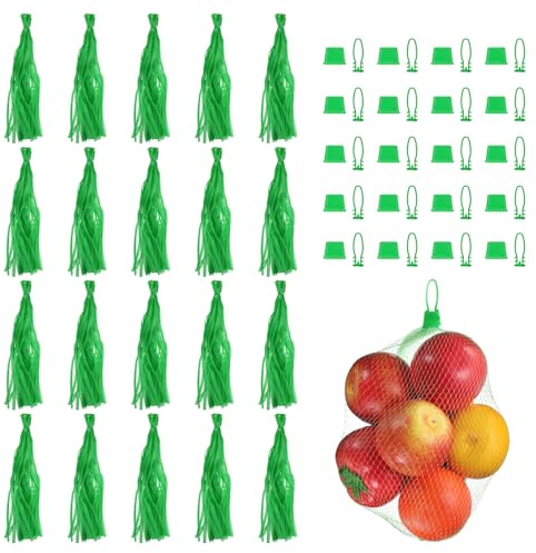 QUARKZMAN 50pcs Sacs À Couvaison D'oeufs, 20 inch Filet en Nylon Réutilisable Sacs À Produits Maillés avec Fermetures À Boucle Plastique Élastique Résistant pour Fruits Légumes, Green