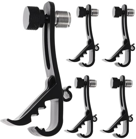 TOYZFRIENDY 5 Stück Robuste Metall Drum Mic Clips Verstellbare Mikrofon Halterung für Snare Bass Drum und Ständer Sicherer Mikrofonhalter für Bühnen Proberaumgebrauch Schwarz