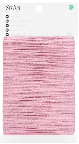 KINGLAKE 50m Pink Cotton String, 2mm Macrame Bakers Twine Butchers Kitchen String for Cooking Meat, Crafts, Gift Wrapping, Valentine's Day Presents