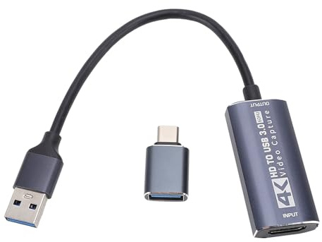 SustVita USB 3.0 Video Capture with Dual USB C Interface, 4K 60Hz Input & 1080P 60Hz Output, HD Multimedia Interface Capture Device for Computers & Smartphones