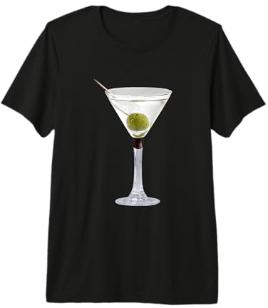 Martini Glass Green Olive Bartender Vodka Gin Cocktail Drink Premium T-Shirt