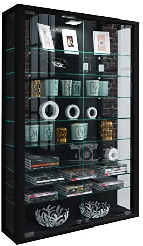 VCM 912478 Vitrine Wandvitrine Sammelvitrine Wand Regal GlasHängeohneBeleuchtungSchwarz90x59x18cmVitrosa Mini