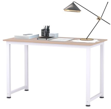 HOMCOM Computer Desk, Writing Table, 120 x 60 x 76cm Workstation for Home Office, Study with Metal Frame, Simple Assembly, White