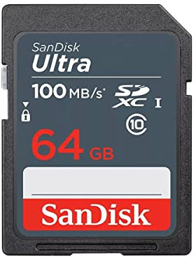 SanDisk Ultra 64GB SDXC Memory Card, up to 100MB/s, Class 10, Black/Grey