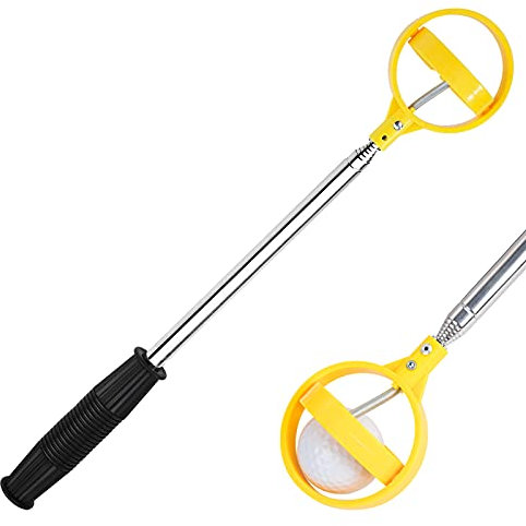 HOLEMZ Golfball-Retriever Automatische Teleskop Ballsammler Rostfreier Ballrückholer Grabber Locking Scoop Werkzeug für Wasser Männer Golfspieler Golfliebhaber