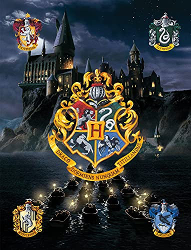 Harry Potter Kinder-Zimmer-Teppich Hogwarts Blau 100 cm x 133 cm rutschhemmend lärmhemmend Kinderteppich Spiel-Teppich Spielunterlage Gryffindor Hufflepuff Ravenclaw Slytherin Ron Weasley Hermine