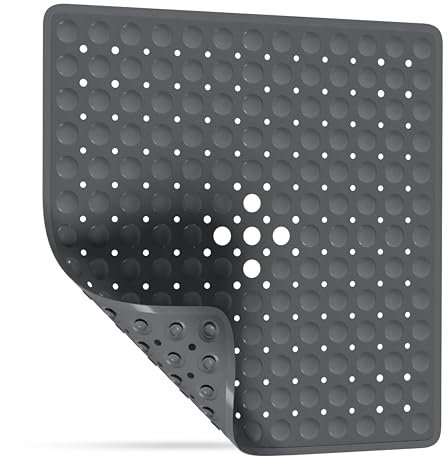 SilverRack Duschmatte rutschfest 53x53 cm (Anthrazit) - Antirutschmatte Dusche BPA frei für Kinder - Badematte rutschfest, maschinenwaschbar u. schimmelresistent - Duscheinlage rutschfest