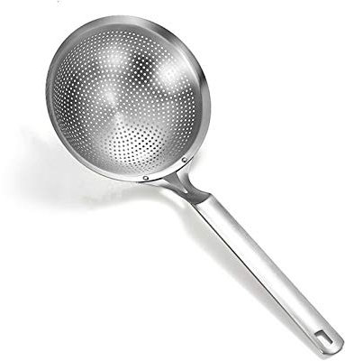 Filtres à mailles EXTRA GRAND SKIMMER Skimmer Skimmer Passoire en acier inoxydable 304 avec poignée pour la vidange et la friture de la couche de cuisine de la cuisine (17.52inches) Gadgets de cuisine