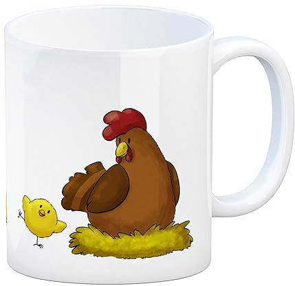 speecheese Huhn im Nest mit Küken Kaffeebecher als schöne Ostertasse für Hühnerliebhaber oder um Süßigkeiten zu verstauen als Alternative zum Osternest