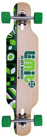 Longboard Drop-Through da 92 cm per Freestyle e Freeride | Longboard con alberi in alluminio e ruote di qualità | Perfetto per principianti, adolescenti e adulti GREEN LIMIT