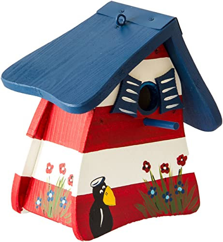 Nistkasten Leuchtturm rot/weiß, Vogelhaus aus Holz, Vogelhäuschen für Wildvögel, Nistvilla, Vogelvilla