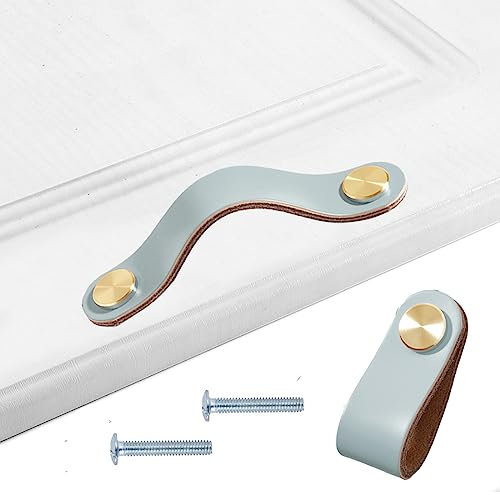 HY HUIJUN Ledergriffe Möbel;2 Stück Handgemachte Möbelgriffe Leder Knopf Schrankgriff Knöpfe für Ledergriff Küchenschränke Schränke