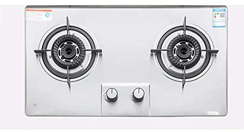 Samnuerly Cucina a Gas, Piano Cottura a Gas, Piano Cottura ad Incasso, fuochi in Ottone, Piano Cottura a 2 Zone, Pannello comandi in Acciaio Inox e rompifiamma