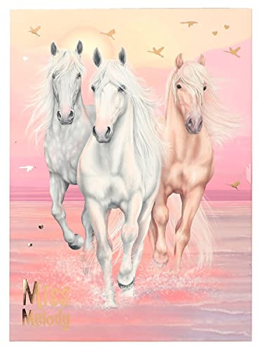 Depesche 12380 Miss Melody Sundown – brevpappersset i en mapp, med hästmotiv och mönster, inkl. 24 brevblad, kuvert och klistermärkesark