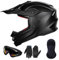 ILM Casco para Moto Niños y Niñas-Casco de Motocross con Gafas Guantes Máscara ATV Off Road Go Kart Dot ECE Modelo Z705,Matte Black,S