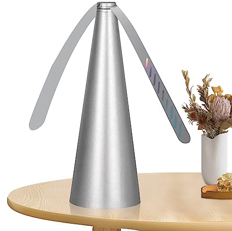 Udbrud Fly Repellent Fan Portable Table Fly Spinner Keep Flies and Bugs Away from Your Food, Fly Fans Perfect for Outdoors, Indoors, Dining, Barbecues and Picnics (Silver)