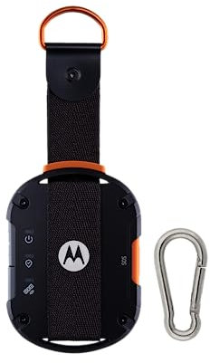 motorola Defy Satellite Link - Mensajero satelital BT Robusto para mensajería y comunicación de Emergencia (IP68, batería de 600mAh) - Incl. un año hasta 30 Mensajes/Mes - Negro