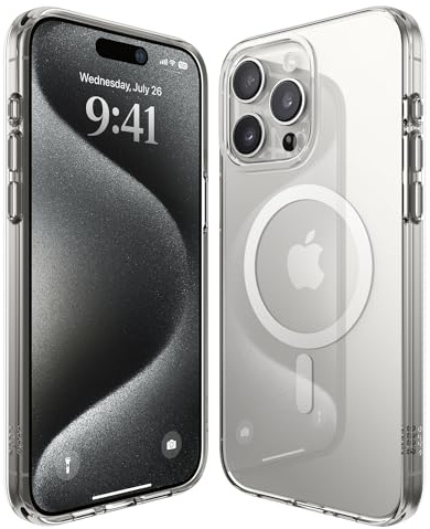elago Cover Magnetica Ibrida Trasparente per iPhone 15 Pro Max | Compatibile con MagSafe, PC + TPU, Protezione Anticaduta di Livello Militare USA, Ingiallimento Ridotto