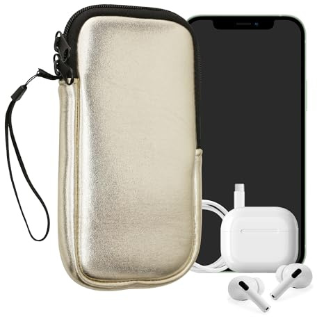 kwmobile mobilväska för smartphones XXL – 7 tum – neopren mobiltelefonfodral metallic guld – mobiltelefonväska 17,7 x 8,5 cm innermått