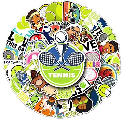Tennis Aufkleber für Laptop (50 PCS),Geschenk für Kinder Jugendliche Erwachsene Jungen,Tennis Stickers Wasserdicht Vinyl Aufkleber für Scrapbook,Skateboard,Auto,Gepäck