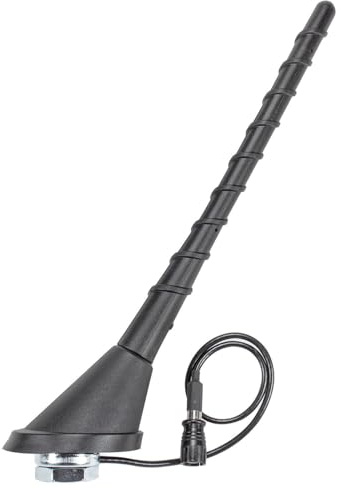 tomzz Audio 1000-065 KFZ Antenne Dachantenne 16V Verstärker Raku 2 II kompatibel mit Audi Opel Seat Skoda VW gewendelter Stab 18,5cm 60 Grad