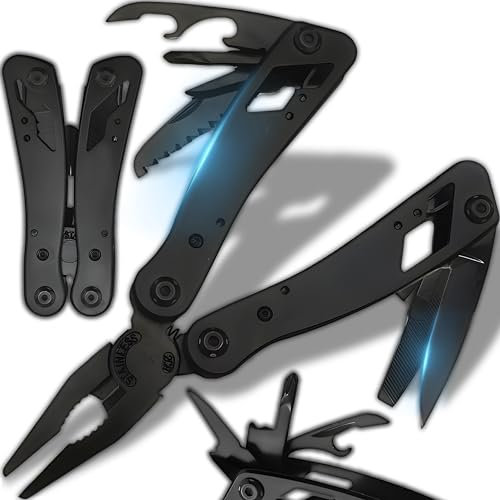 Retoo Multifunktionszange 10 in 1 Multitool Werkzeug, Faltbares, Edelstahl, Multifunktionale, Zange, Schere, Messer, Säge, Flaschenöffner, Schraubendreher für Camping, Outdoor