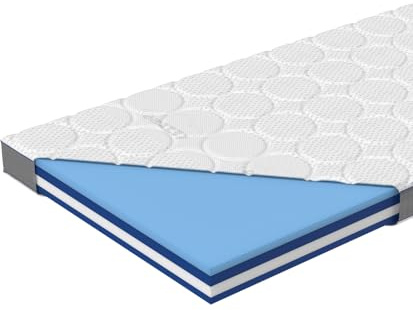 eazzzy Surmatelas Royal Hybrid Taille 160 x 200 x 11 cm avec mousse à mémoire de forme en gel à mémoire de forme, régulateur de température, couverture argentée antibactérienne, 2 côtés, fixation