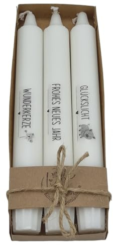 Stabkerzen Silvester Glückslicht Kerzenset Geschenk Silvesterparty Deko Tischdeko Dekokerzen (Frohes neues Jahr)