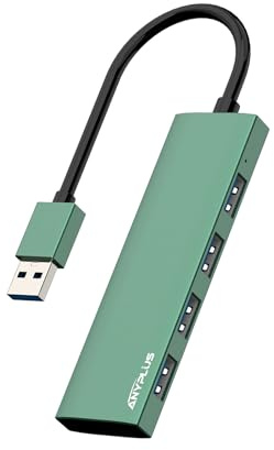 ANYPLUS Aluminiumlegierung USB 3.0 Hub - Ultra Slim 4-Port Verteiler für Laptop, PC, iMac, Surface Pro, MacBook, Flash Drive, XPS【Grün】