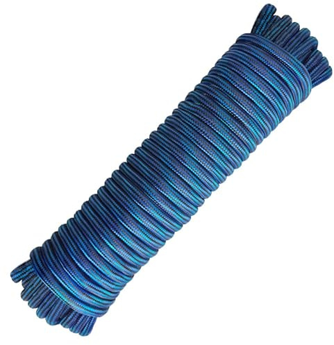 Diamond Braided Polypropylene Rope Nylon Rope Mix Thick Heavy Duty Ropes 3/8 inch 60ft High Strength Perfect for Clothesrope Camping Hiking and Other Outdoor Activities Blue
