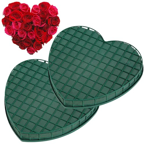 Generiskt 2 st hjärtformade blommiga skum med sugkopp och tjock bas 31,5 x 27,6 x 4 cm gör-det-själv romantisk bröllopsbil blomskum för blomsterarrangemang
