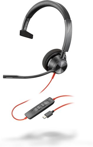 Poly Blackwire 3310 Monaural USB-C Headset +USBC/A Adapter