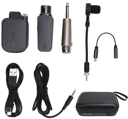 VGEBY Wireless Sax Microphone System, Rechargeable Saxophone Transmitter Receiver Set Clip-On Instrument Microphone Suitable for Saxophones, Trumpets, Horns, And Other Wind Instruments