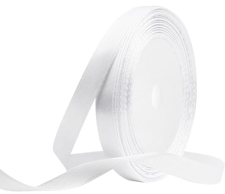 Weiss Satinband 10mm x 22 Meters Stoffbänder für Geschenkverpackungen, Blumensträuße, Kunsthandwerk und Hochzeitsdekoration