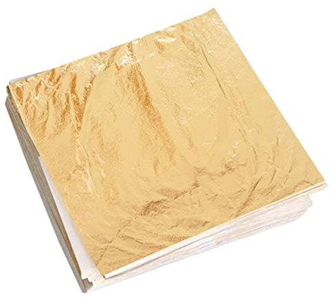 SEWOART 100stücke Goldfolie zum Dekorieren Imitationsgoldfolie Leichtes Folienpapier für Malerei Make-up und Basteln zum Vergolden von Gegenständen aus Holz Keramik Glas Metall Papier