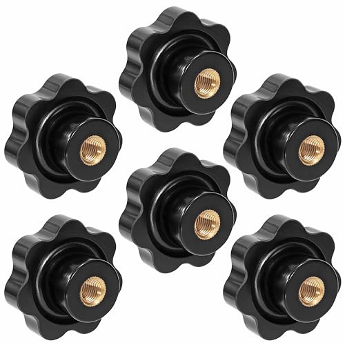 M10 Sternschraube, 6PCS Schwarz Kunststoff Griffmuttern 50cm, Messing Innengewinde Kunststoffgewinde für Maschinen und Anlagen,Fitnessgeräte, Möbel, Werkzeugmaschinen